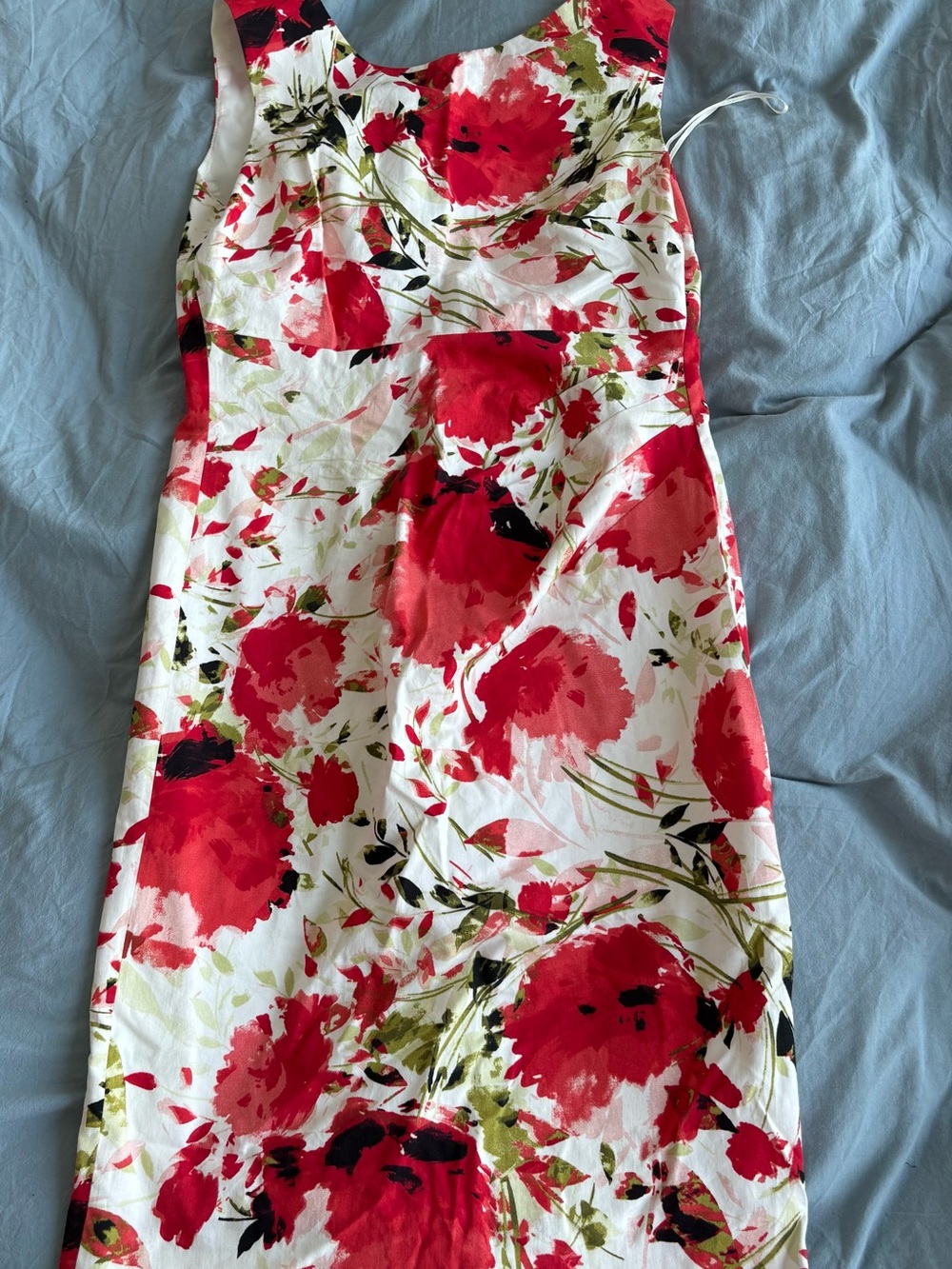 Floral Red & White Sleeveless Summer Dress